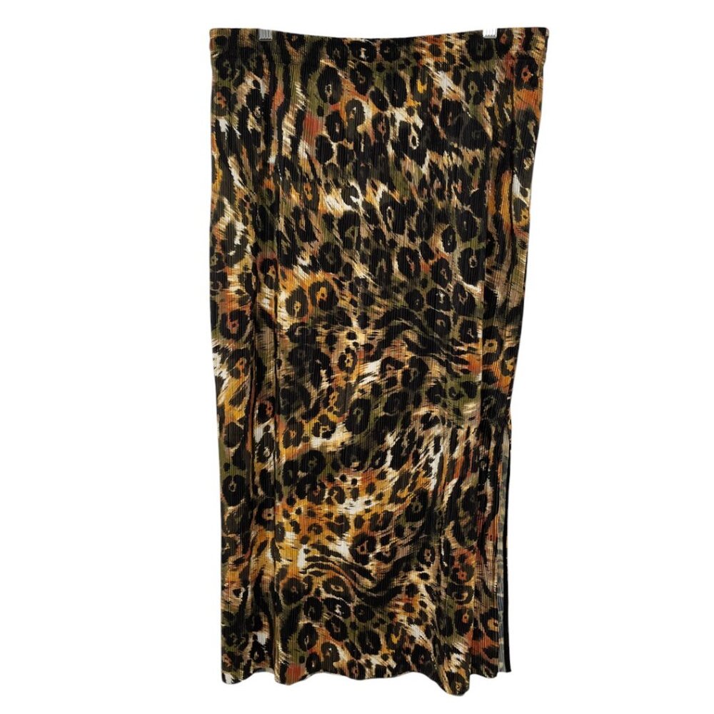 NWT DKNY Animal Print Plissé Skirt Large